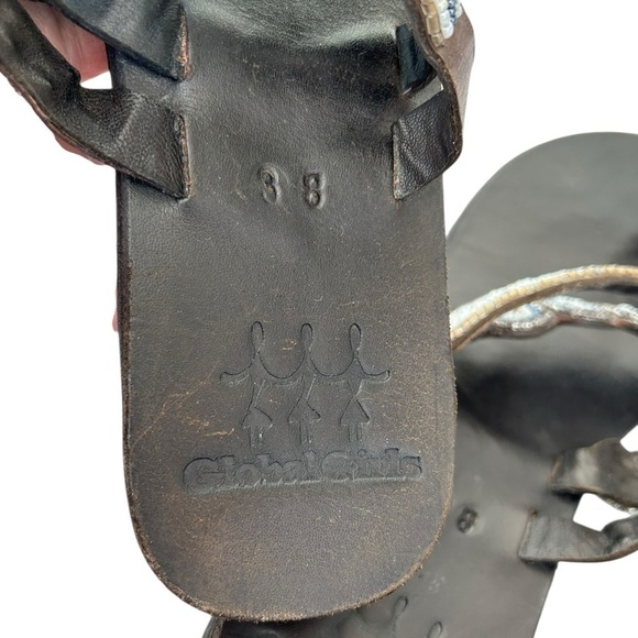 Global Girls Glamour For Good Beaded Sandals Hand Made Size 38 Women’s 7-7.5 VGC - Picture 4 of 6